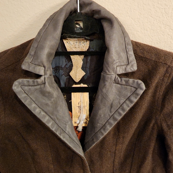 NWT Da-Nang Choc Brn Surplus Vntg Lthr Trim Blazer -SZ XS - Picture 3 of 7